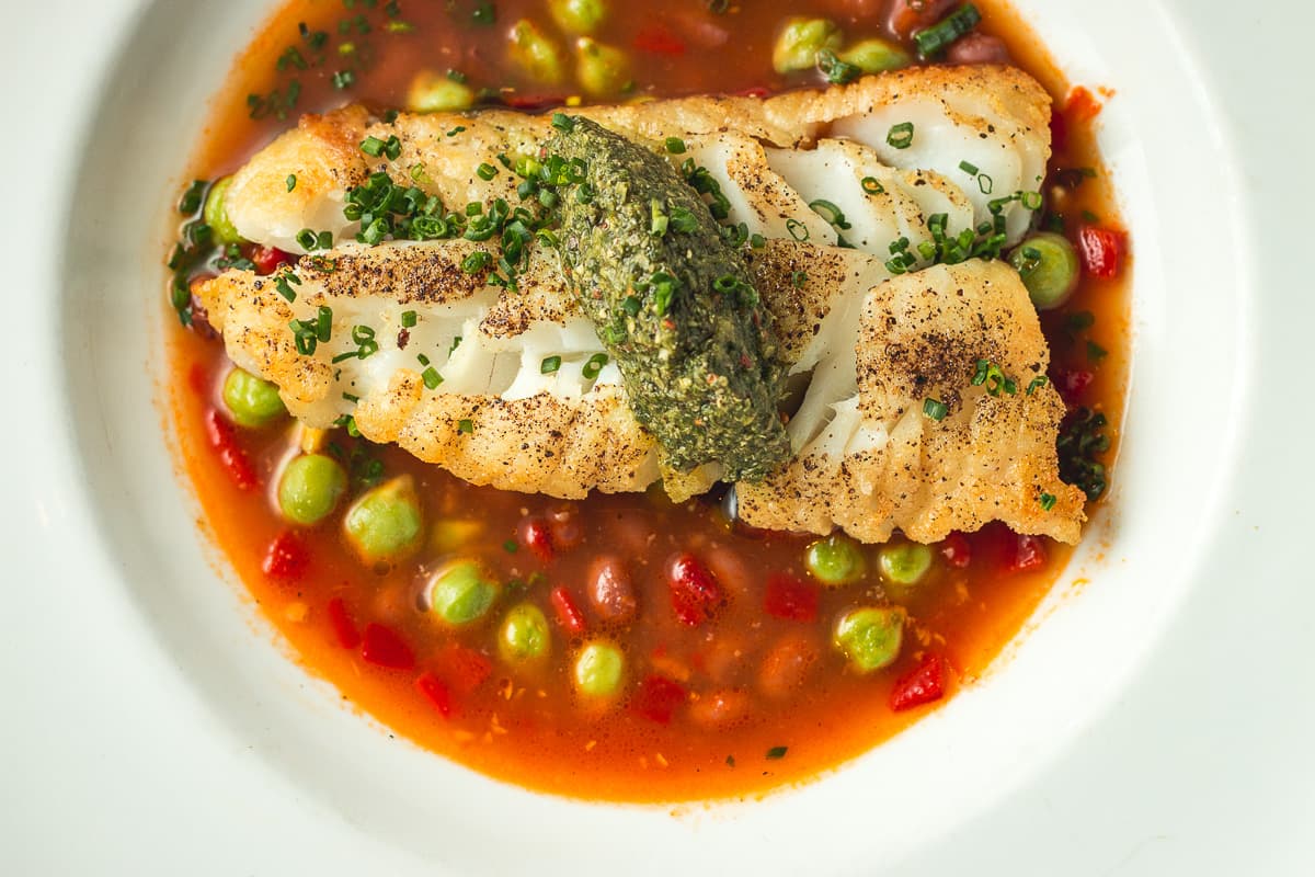 Pan-Seared Cod at DOWNTOWN Kitchen + Cocktails