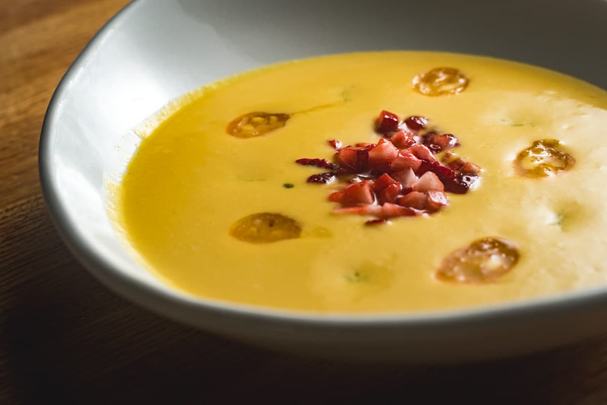 Chilled Andalusian Mango Gaspacho at DOWNTOWN Kitchen + Cocktails (Credit: Jackie Tran)
