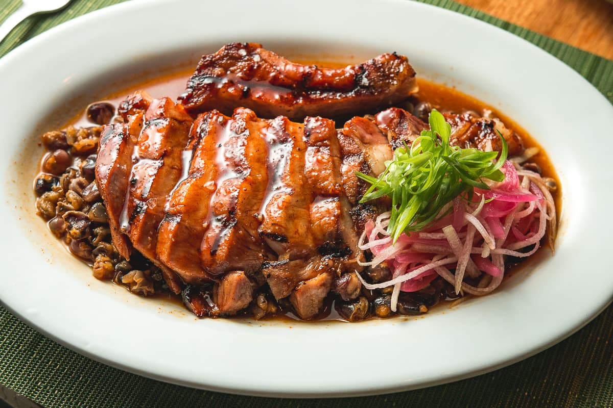 Grilled Pork Chop with Red Chile Honey Baste at DOWNTOWN Kitchen + Cocktails