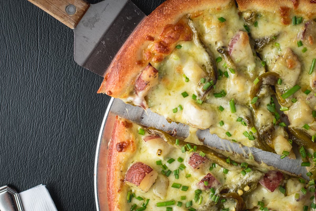 Papas con Queso Pizza at Renee's Organic Oven (Credit: Jackie Tran)