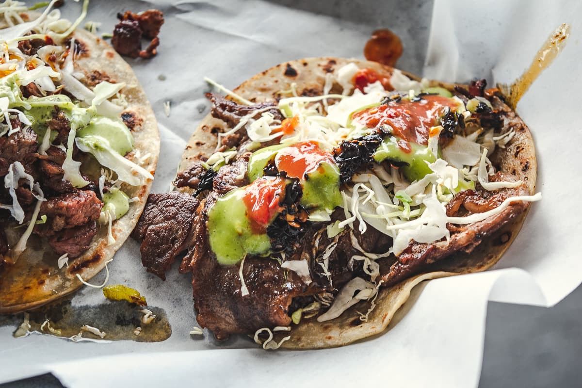 Steak and rib eye tacos at the Quesadillas (Credit: Jackie Tran)