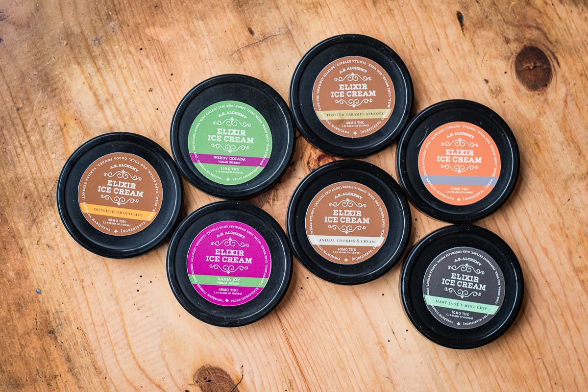 Lids for assorted flavors from Elixir Ice Cream (Credit: Jackie Tran)