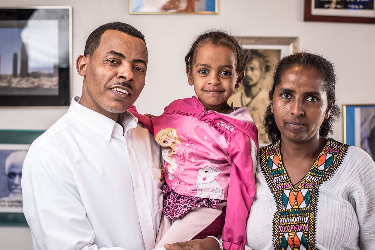 Welday Gezehen and Negesti Gebremichael with their daughter at Queen Sheba (Credit: Jackie Tran)