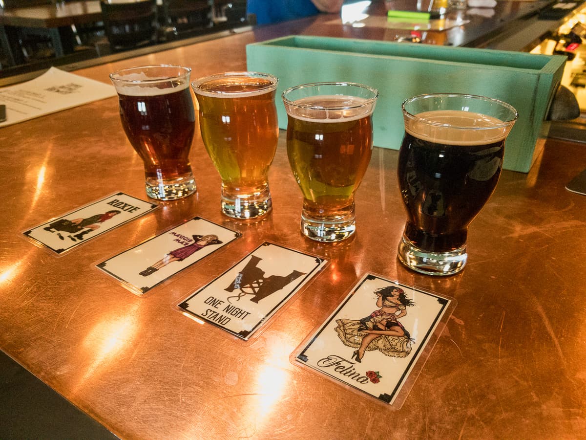 Beer flight at Copper Brothel Brewery in Sonoita (Credit: Jackie Tran)