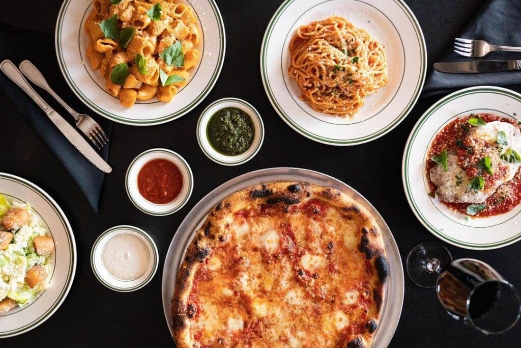a bunch of food sitting on a table