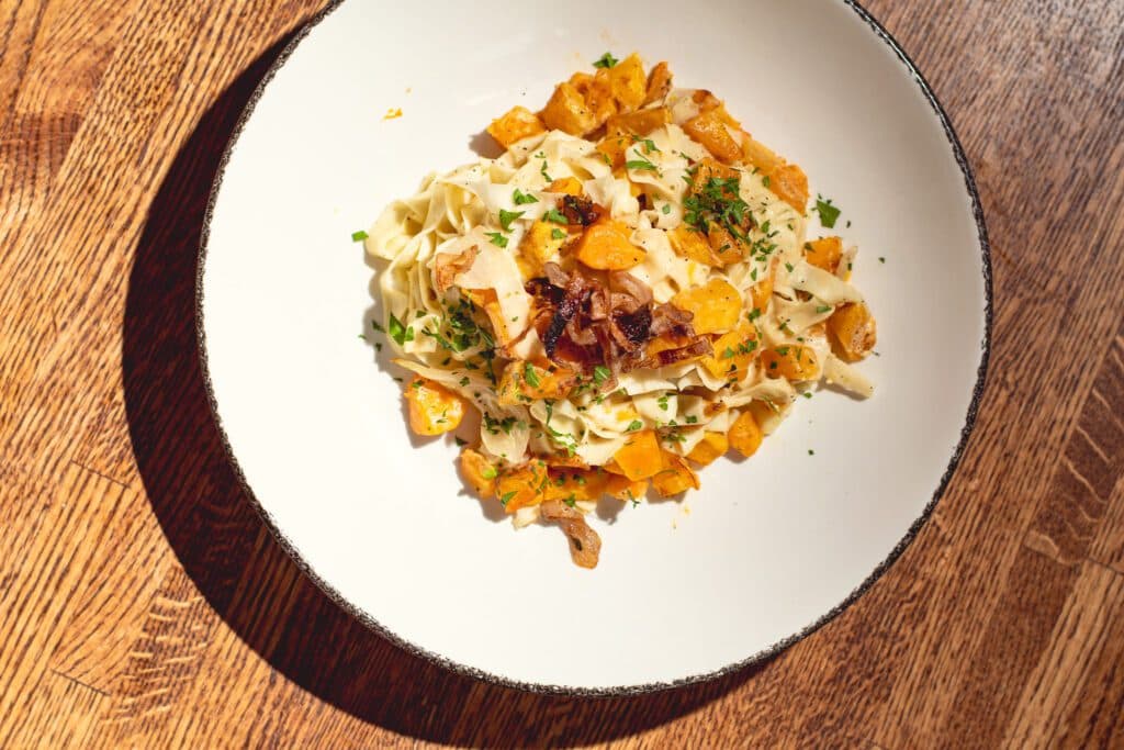Mediterranean Cream Fettuccine at Figs Oven + Enoteca (Photo by Jackie Tran)