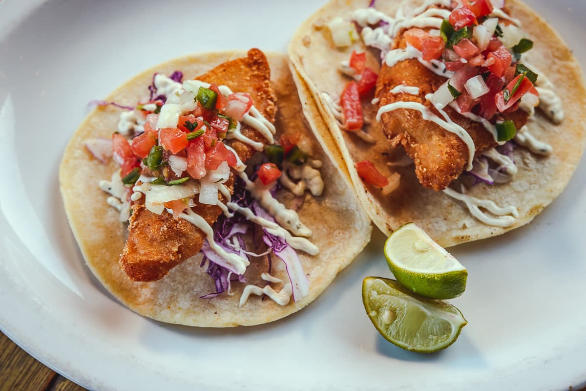 Fish tacos at Fini's Landing