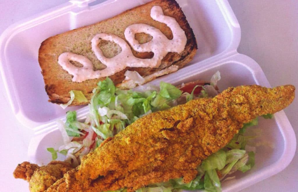 Fried Catfish Po-Boy Sammie by Cool Cajun Cafe (Photo credit: Kim M. Bayne) Fried Catfish Po-Boy Sammie by Cool Cajun Cafe (Photo credit: Kim M. Bayne)