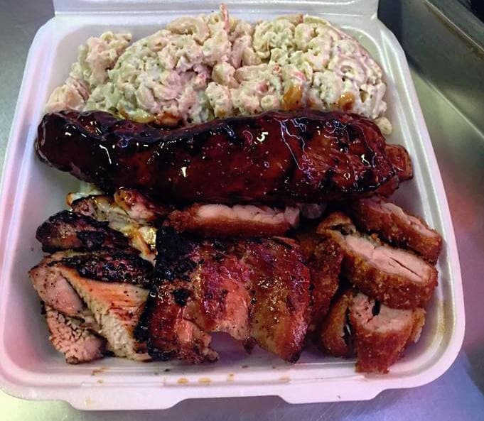 Combo plate of BBQ pork ribs, Chicken Katsu & teriyaki chicken (Photo credit: Solid Grindz) Combo plate of BBQ pork ribs, Chicken Katsu & teriyaki chicken (Photo credit: Solid Grindz)