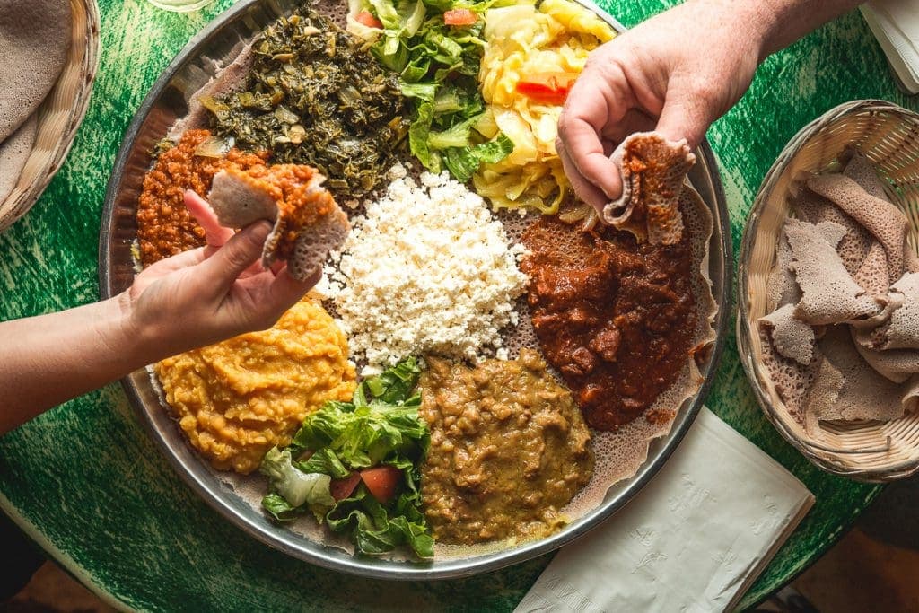 Variety platter at Cafe Desta (Photo by Jackie Tran)