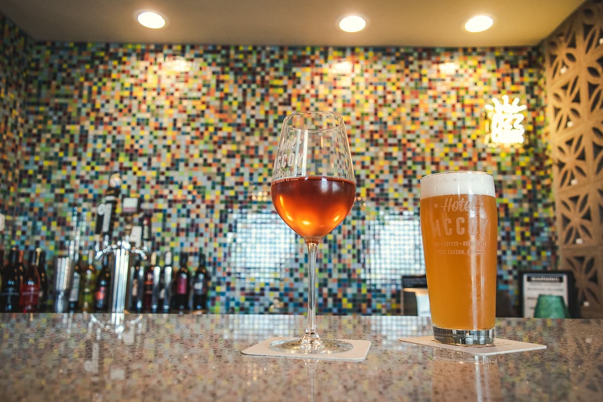 Beer and wine at the bar at Hotel McCoy (Credit: Jackie Tran)