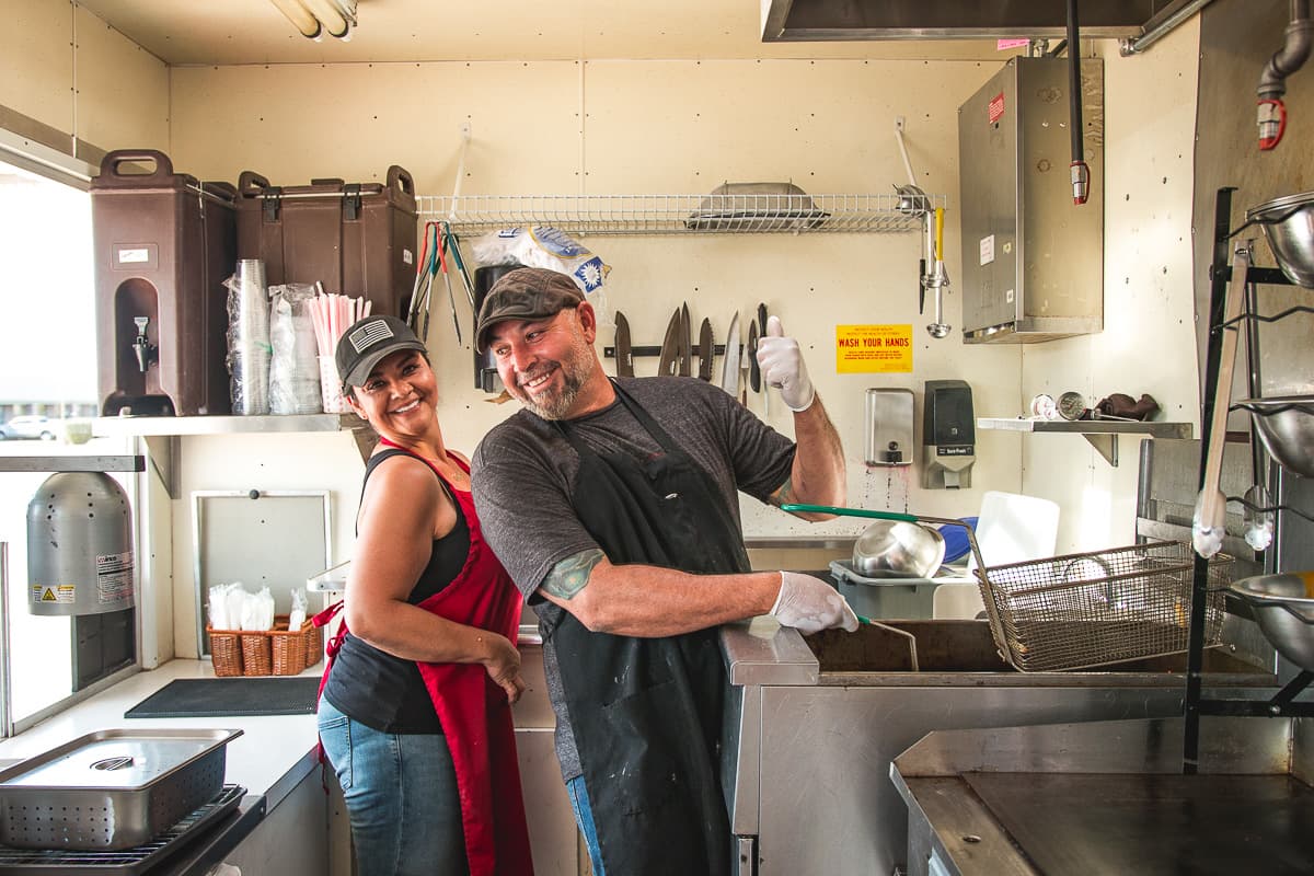 Roxanne "Roxy" and Guillermo Berrellez at Foxy Roxy's Chicken n Cone (Credit: Jackie Tran)