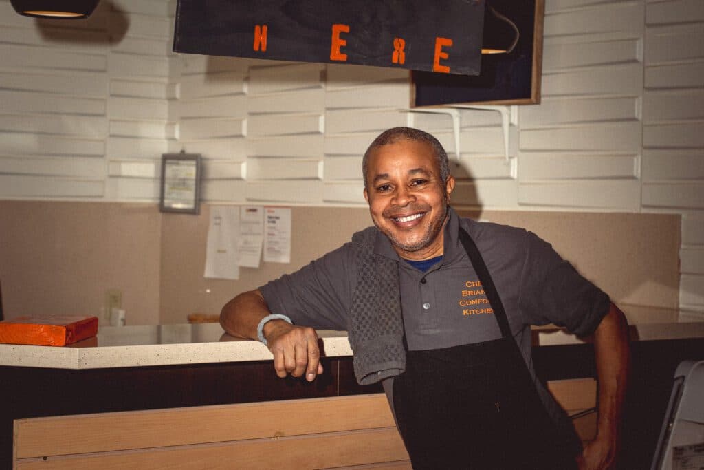 Chef-owner Brian Hill at Chef Brian's Comfort Kitchen (Photo by Jackie Tran)