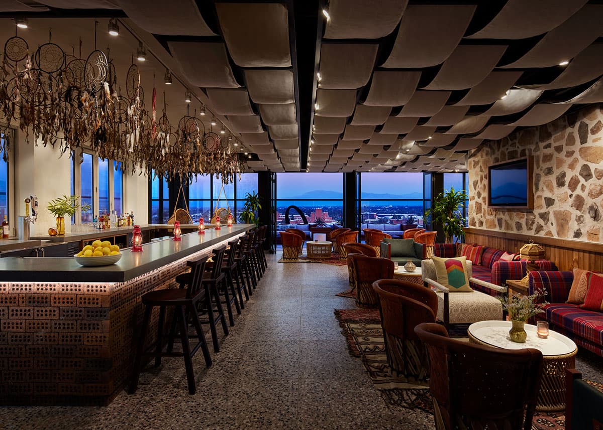Inside the The Moonstone rooftop bar at The Graduate in Tucson