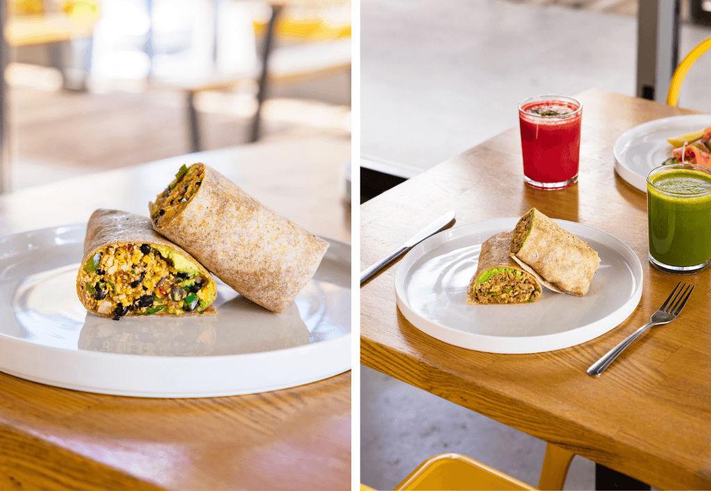 Plant-Based Burrito and the Turkey Chorizo Burrito at Goodness (Photos by Anna Smirnova)