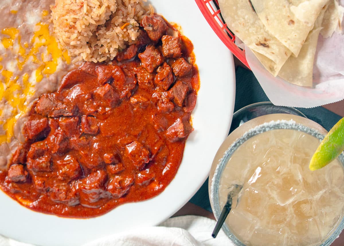 Red chile pork and margarita at Goyita's (Credit: Jaime Lawhorn)