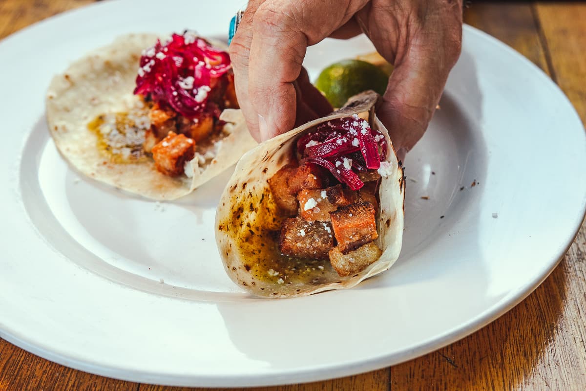 Pork belly tacos at Fini's Landing (Credit: Jackie Tran)