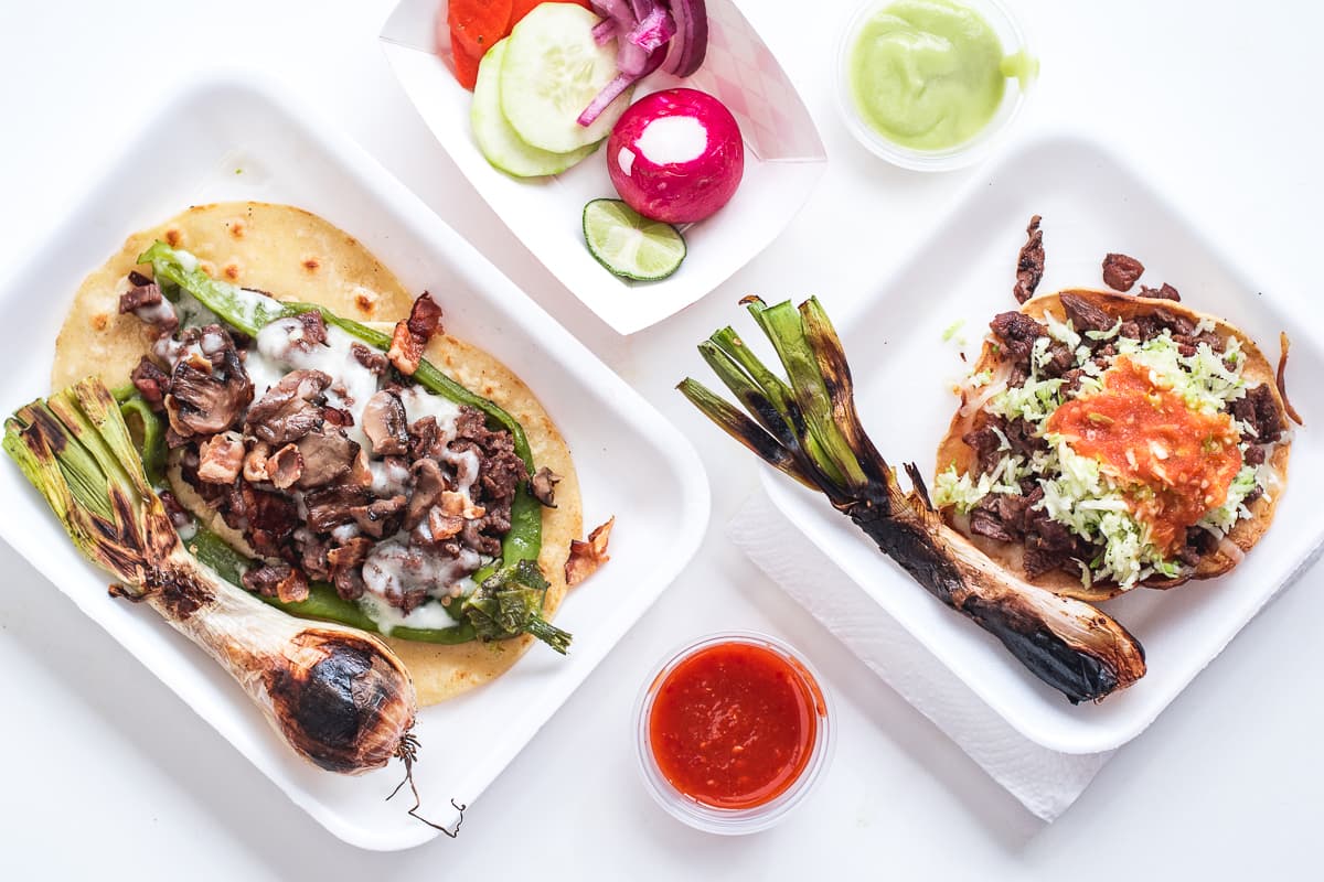 Taco Yaqui and Taco Lorenza with carne asada at Aqui con el Nene (Credit: Jackie Tran)