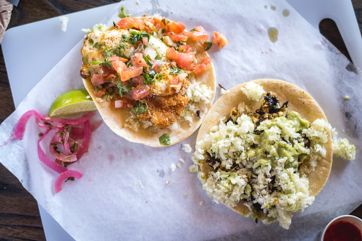 A.M. Taco and Rajas Taco at BOCA Tacos y Tequila (Credit: Jackie Tran)