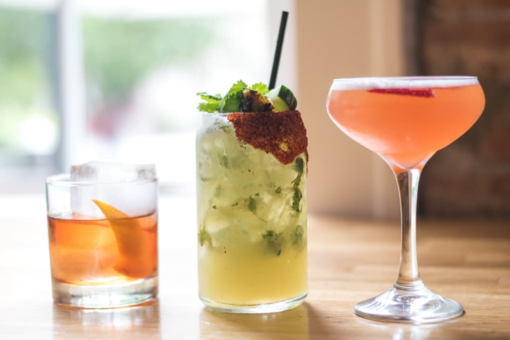 Negroni, Father Kino, and Boss Lady’s Strawberry Fields’ Shift Drink at Pasco Kitchen & Lounge (Credit: Jackie Tran)