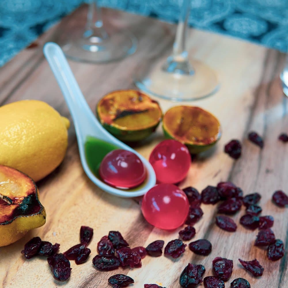 Pomegranate Gimlet Pearl Shot at HighWire