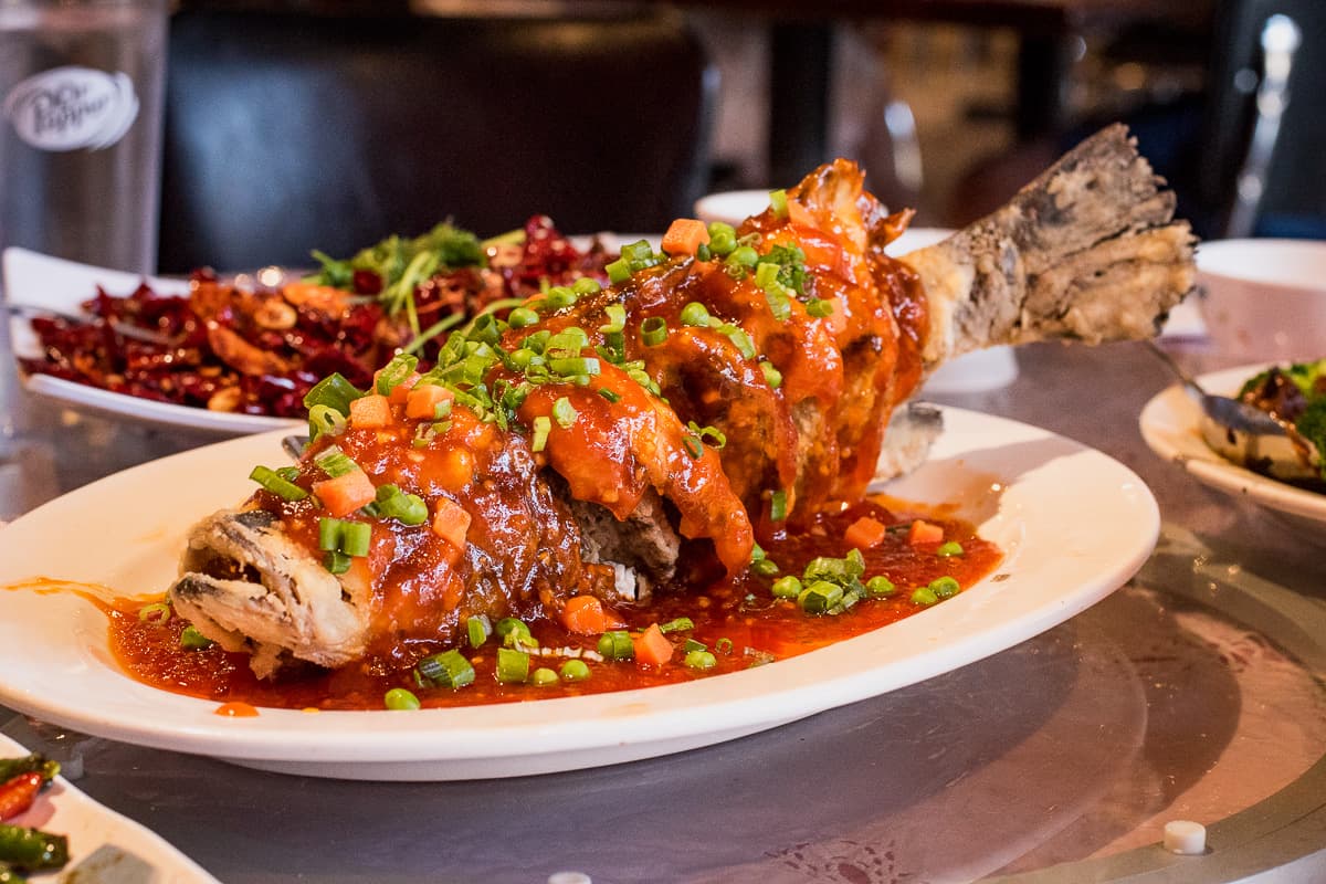Sweet and Spicy Whole Fish off the Sichuan menu at Panda House (Credit: Jackie Tran)