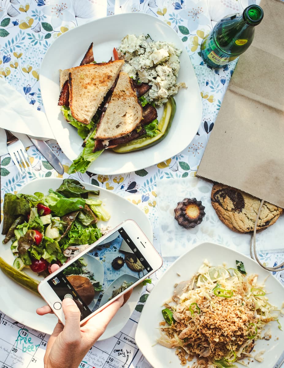 BLT, Chicken Salad Sandwich, and Cabbage Salad with chicken at Rincon Market (Credit: Jackie Tran)