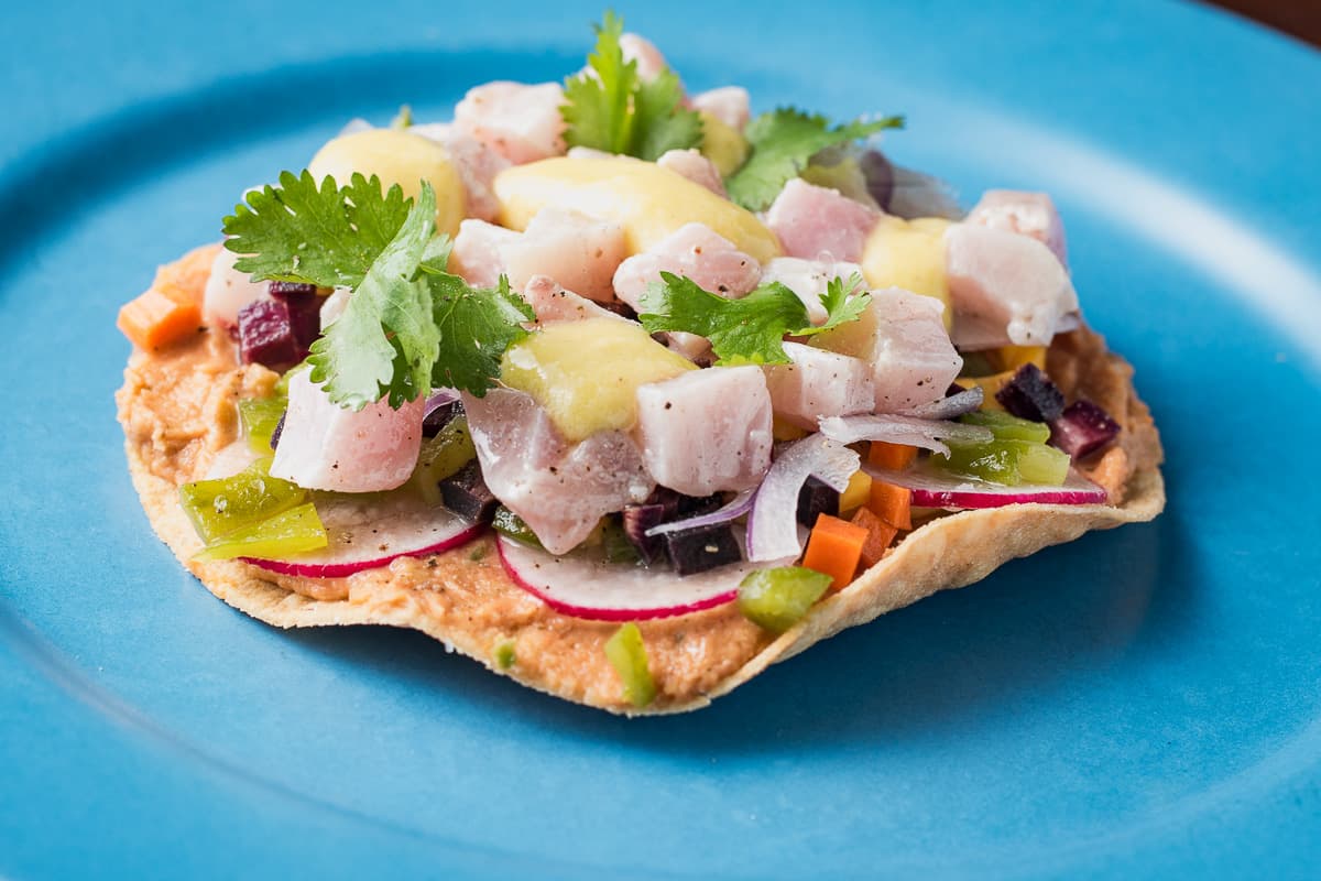 Hamachi Tostada at DOWNTOWN Kitchen + Cocktails (Credit: Jackie Tran)
