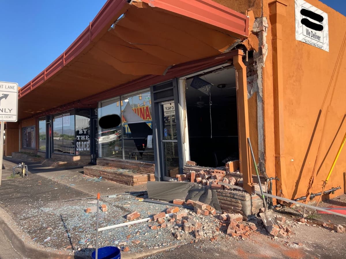 Structural damage at Karuna's Thai Plate (Photo courtesy of Karuna's Thai Plate on Facebook)