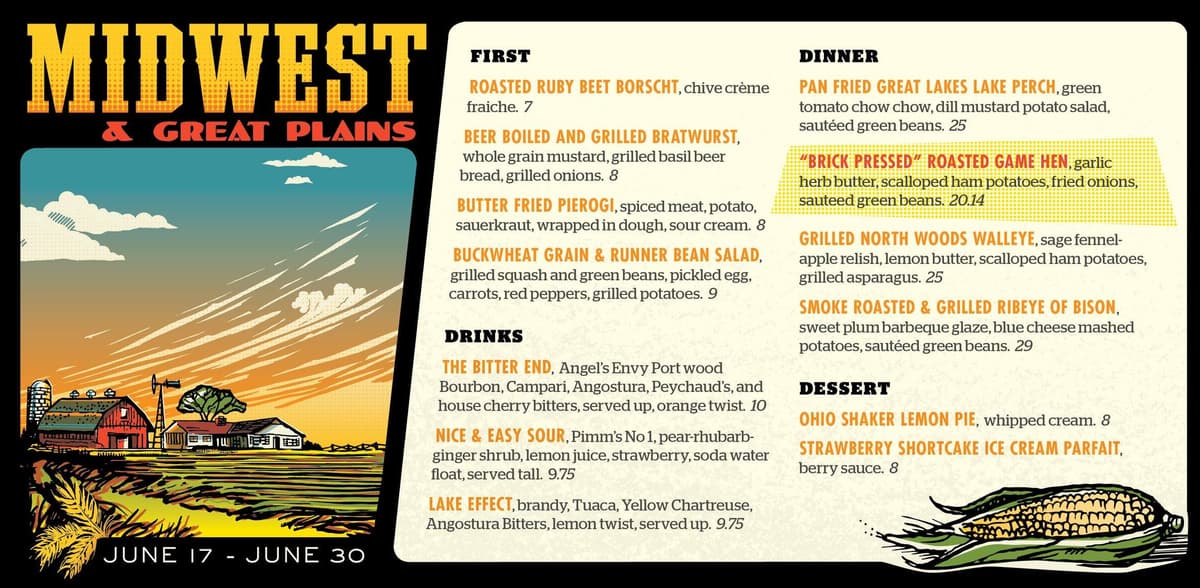 Kingfisher Summer Road Trip Menu: Great Plains