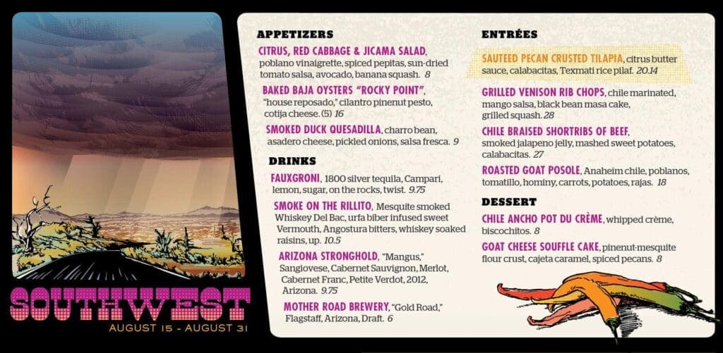 Kingfisher Summer Road Trip Menu: Southwest