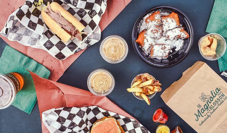 Assorted food at Magnolia Blossom Authentically Southern Mobile Eatery