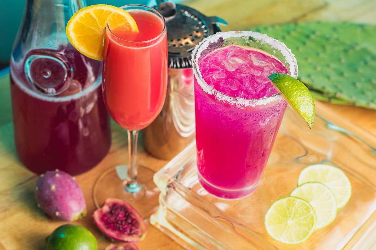 Prickly Pear Margarita & Prickly Pear Mimosa at Tohono Chul Garden Bistro (Credit: Jackie Tran)