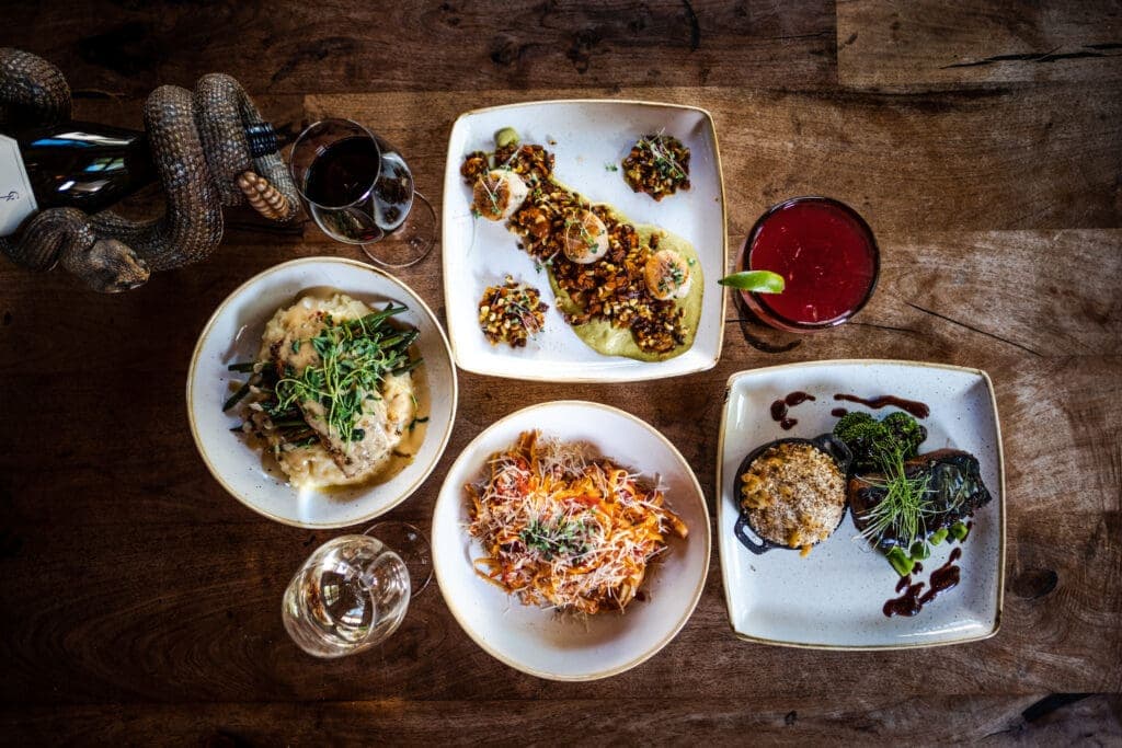 a bunch of different types of food on a plate