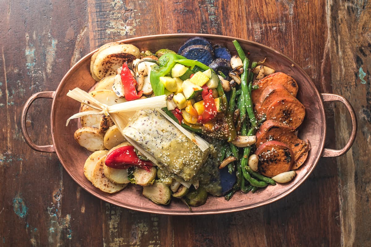 Hola Hemp tamal and vegetables (Photo courtesy of Hola Hemp)