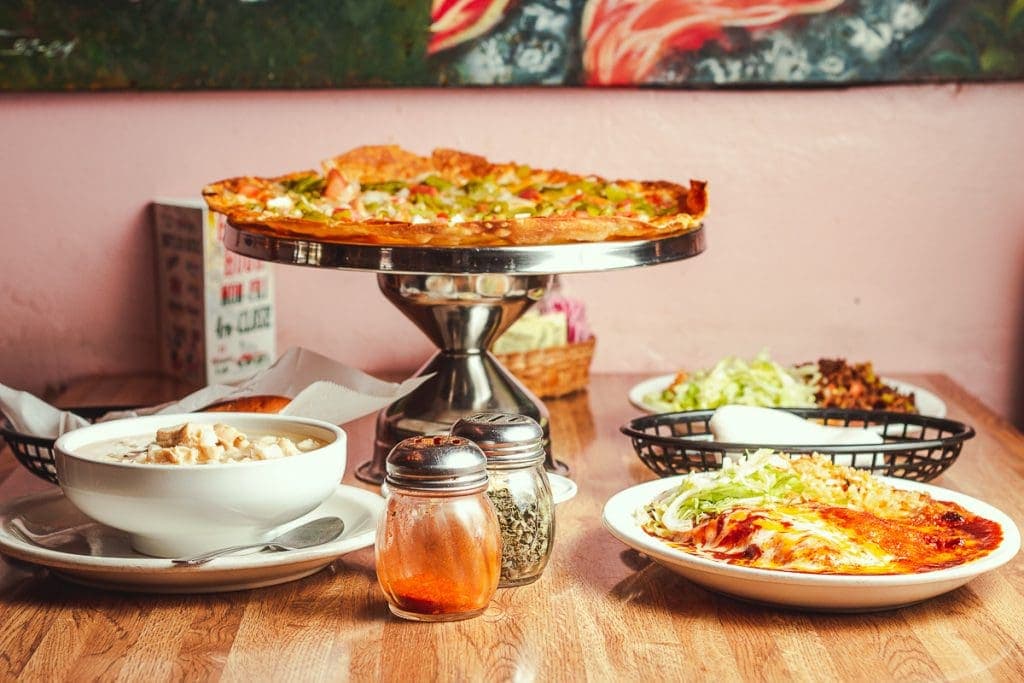 Cheese Crisp and other dishes at El Minuto Cafe (Photo by Jackie Tran)