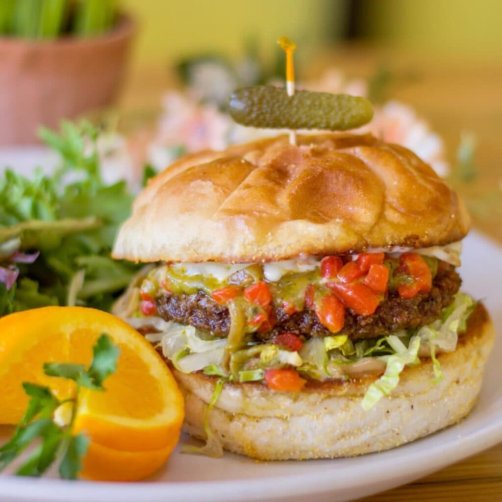 Roasted Red Pepper & Pesto Burger (Photo courtesy of Ghini's French Caffe)