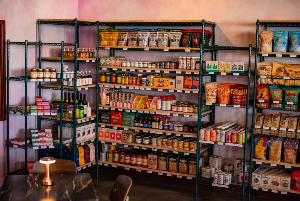 a close up of a shop