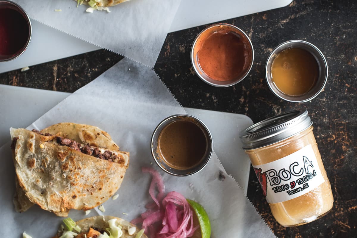 Caramelo and barrel-aged salsa at BOCA Tacos y Tequila (Credit: Jackie Tran)
