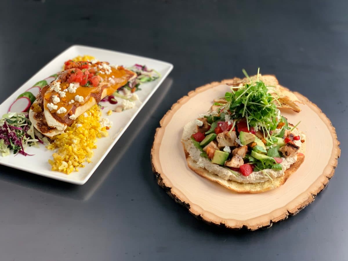 Chicken Avocado Pita Tostada and Medchilada