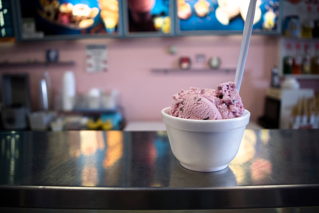 Pomegranate chip ice cream from Santa Barbara Ice Cream.