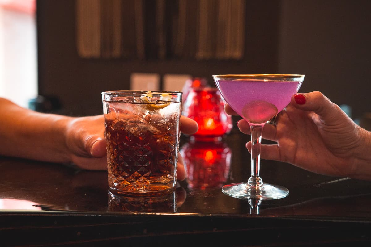 Cocktails at The Red Light Lounge at The Downtown Clifton Hotel