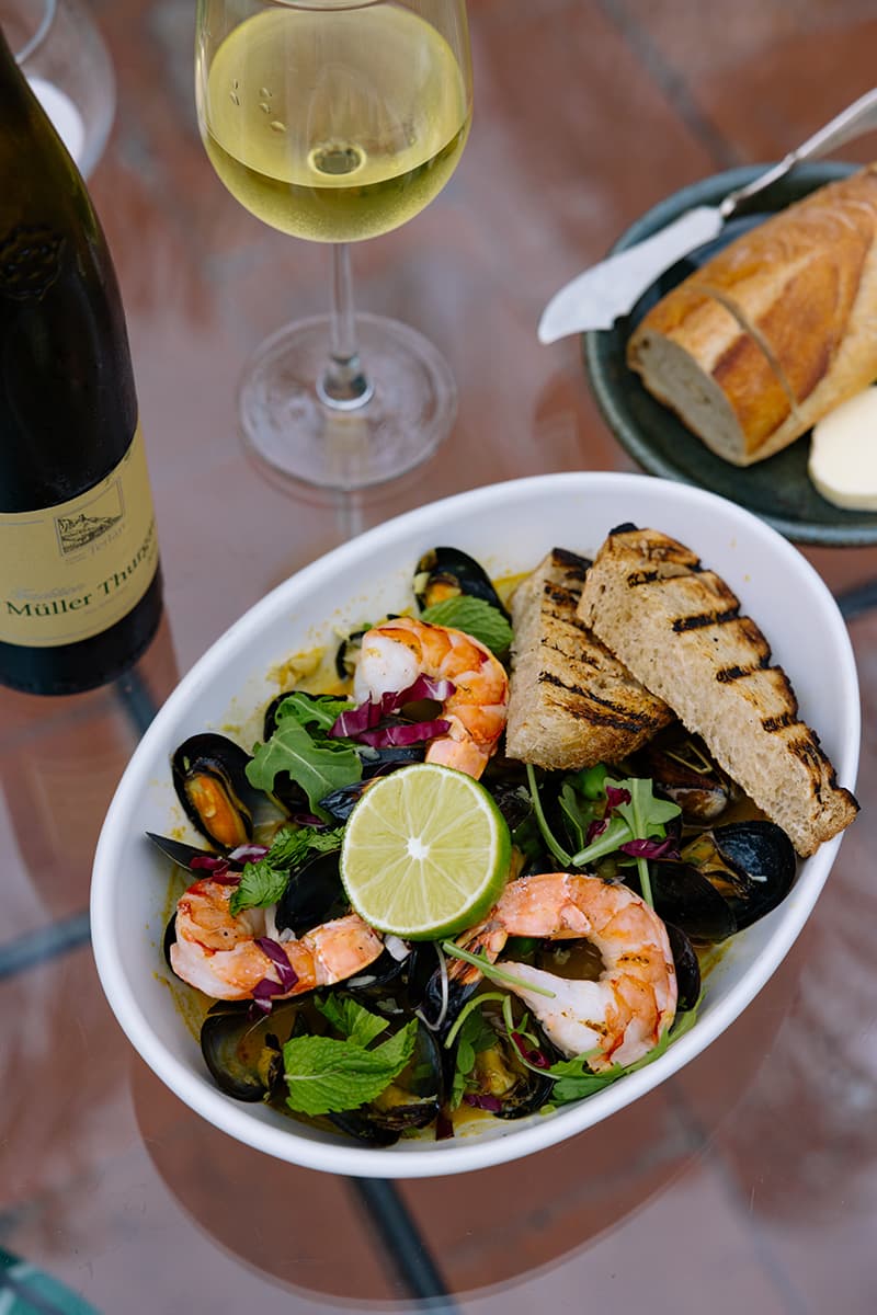 Thai Mussels and Grilled Shrimp