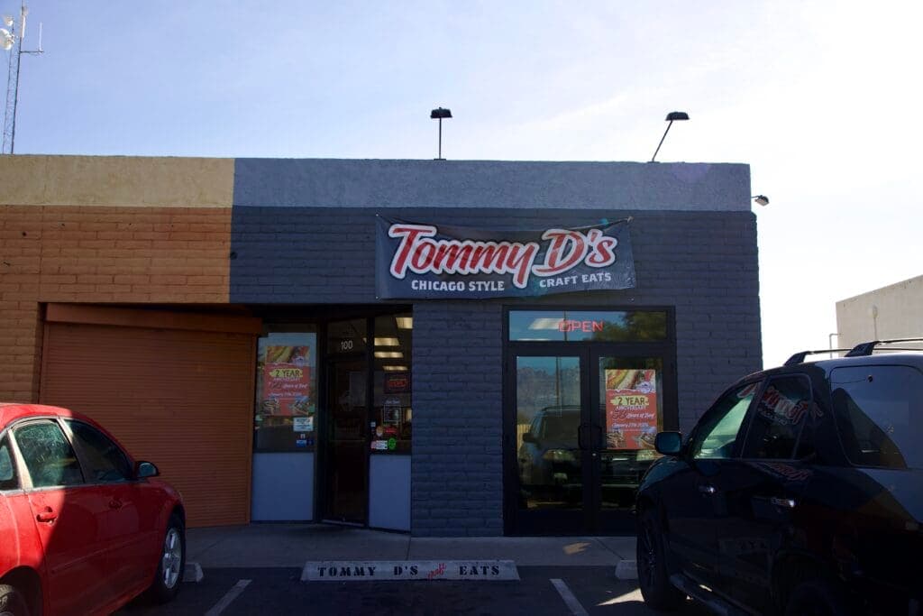 a car parked in front of a store