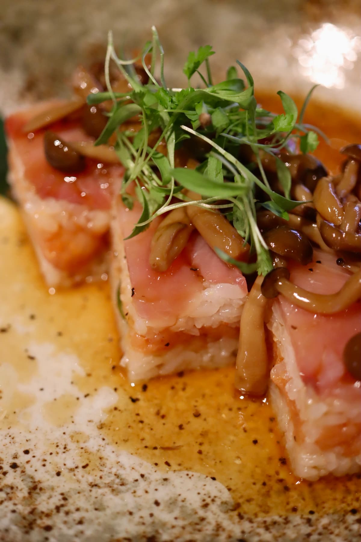 Pressed Hamachi at Obon (Photo by Hannah Hernandez)