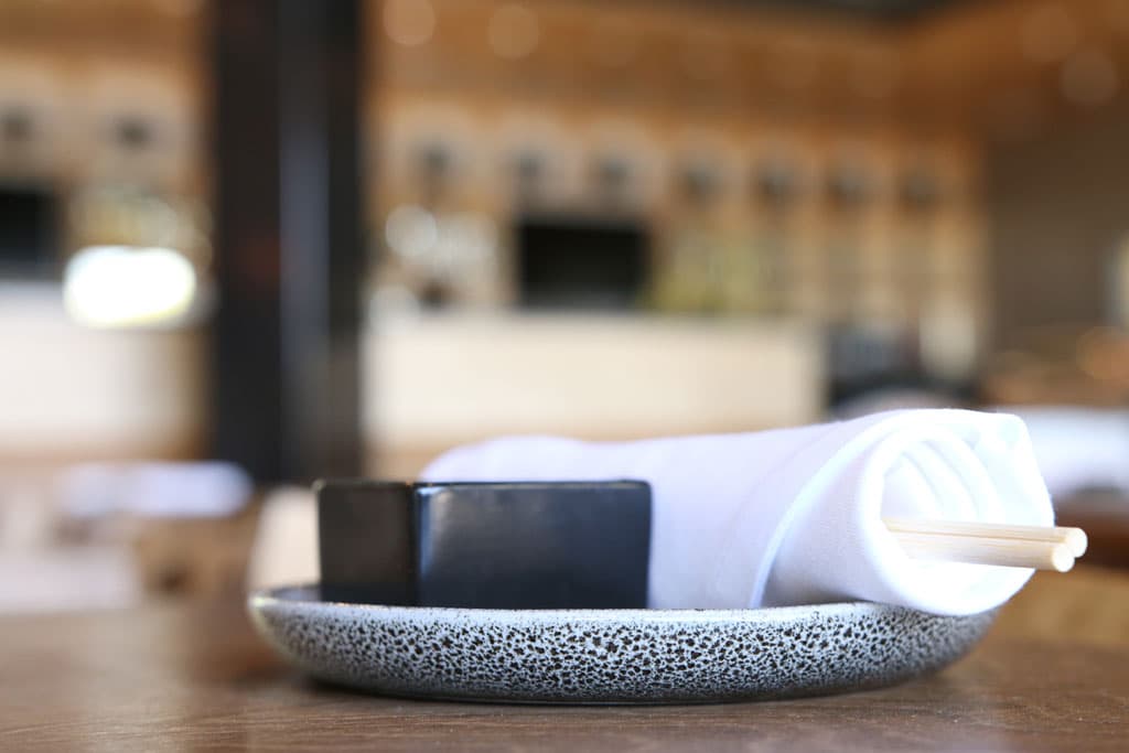 Place setting at OBON Sushi + Bar + Ramen (Credit: Adam Lehrman)