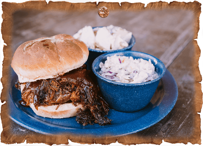 a sandwich on a blue plate