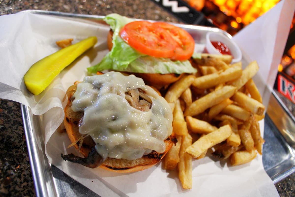 Mushroom Swiss Burger at On the Rocks