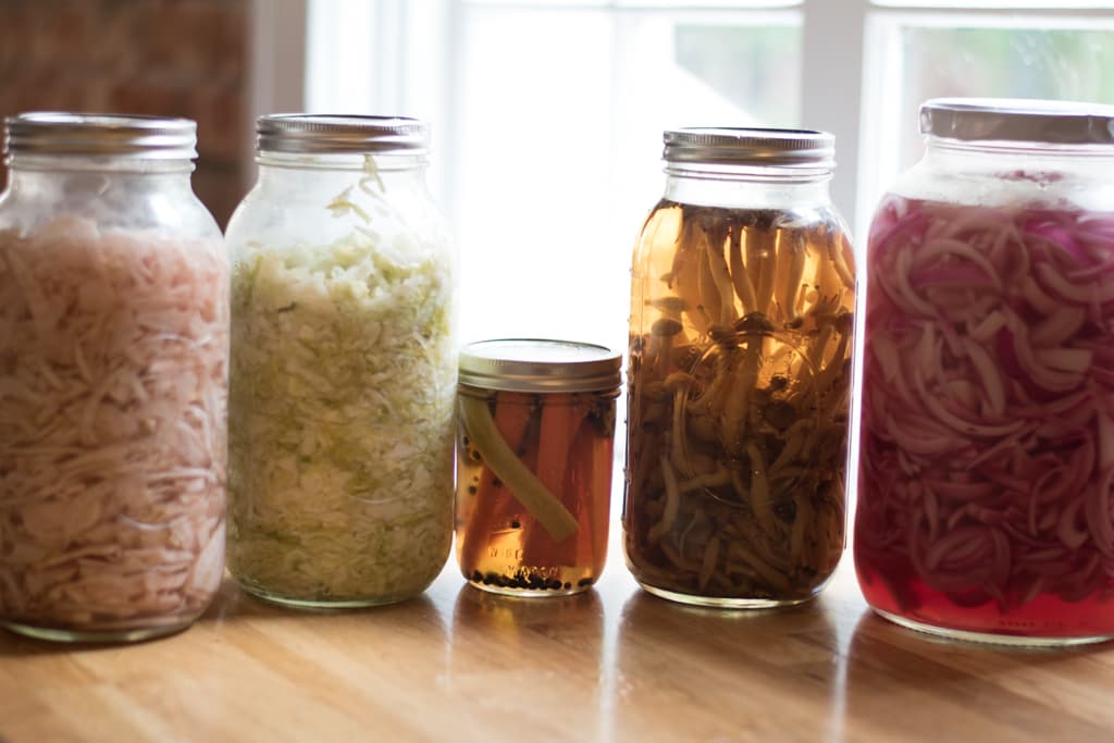 Pickled fennel, sauerkraut, assorted pickled veggies, pickled brown beech mushrooms, and pickled red onions at Pasco Kitchen & Lounge (Credit: Jackie Tran)