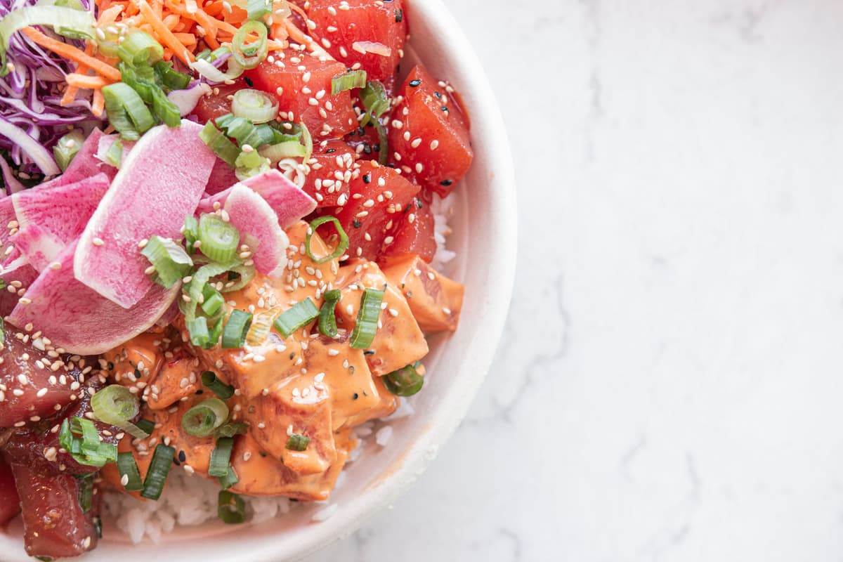 Pure Poke & Prep poke bowl close-up